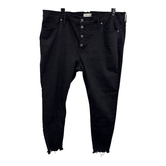 Madewell Jeans Women's 36 Black 9' High Rise Skinny Stretch Raw Hem Fit‎ 44x28 - Picture 2 of 7